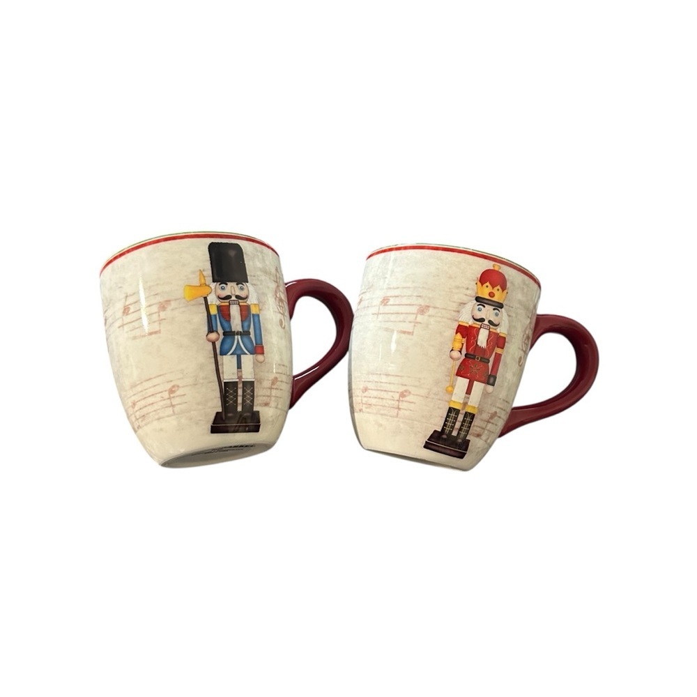 Cost Plus World Market Red and Cream Nutcracker Mugs